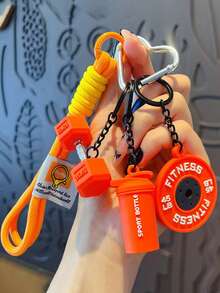 1 Stück Fitness-Serie Schlüsselanhänger, kreativer Anhänger Schlüsselring, Rucksack Dekoration Schlüsselring, Auto Schlüsselring, mehrfarbiges Schlüsselzubehör Set, Verlustschutz - Verschiedenfarbig - Übersicht 6