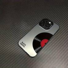Funda de teléfono con diseño de disco de música simple para 15/15Plus/15Pro/15Promax, 14/14Plus/14Pro/14Promax, 13/13Pro/13Promax, 12/12Pro/12Promax, 11/11Pro/11Proamx, 7/8Plus, Xr/Xsmax - Negro translúcido - Ver 3