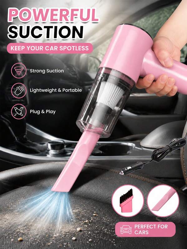 YAIUZGOO Aspiradora de coche con super succión y super potencia, limpieza en seco y húmedo, para pelo de gato y pelo de mascota, multifuncional, portátil, mini de mano, con cable para encendedor de cigarrillos, para todos los vehículos