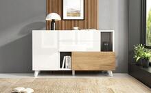 White & Light Oak Sideboard - Storage Space For Living Room - White and Oak - View 11