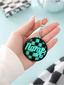 Custom Checkerboard Name Keychain,Checkered Backpack Tag,3d Name Keychain,Personalized Bag Charm,Cute Keychain Accessories,Customized,Customizable - Style a - View 5