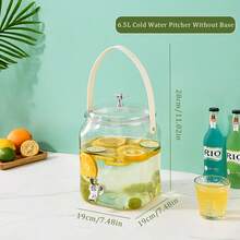 1pc Handheld Beverage Dispenser With Tap & Stand, Large Capacity Cold Water Jug For Lemon Fruit Tea, Juice And Wine, Airtight Drink Container For Household Parties, Tap Design For Easy Pouring And Portable Carrying At Home Gatherings - Transparent - View 13