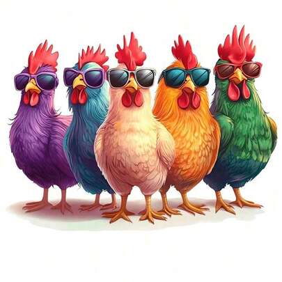 1pc/2pcs/3pcs Chicken Wearing Fashion Glasses Heat Transfer Sticker, Suitable For DIY T-Shirt Iron-On Patch, Pillowcase, Jeans, Washable And Durable Vinyl Decal, Easy To Apply Fashion Accessory, Suitable For Clothing And Accessories Mixed Colors