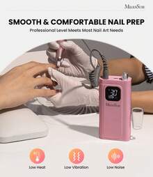 Professional Nail Drill Kit, 30000RPM Cordless Electric Nail File With LCD Display, Rechargeable 4000mAh Battery Nail Efile For Acrylic & Gel Nails, Manicure Pedicure, Salon & Home Use - Blush Pink - 查看 6