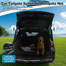 1 pieza Pantalla mosquitera universal para puerta trasera de SUV, malla grande transpirable con bolsa de almacenamiento, ganchos, cortina para insectos y parasol para camping y coche - Multicolor - Ver 8