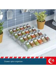 1pc/4pcs/8pcs Kitchen Storage Organizer, Spice Container Rack, Countertop-Free Acrylic Seasoning Storage Rack, Multi-Layer Drawer Storage Shelf, Suitable For Kitchen Cabinets, Cupboards And Shelves Kitchen Accessories - Clear - View 4