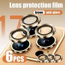 6pcs Phone 17 Pro/17 Pro Max Lens Protector, High-Definition Tempered Glass With Metal Lens Protection Ring, Brown Fashion Color, Durable Phone Camera Protection Accessory - Brown - View 26