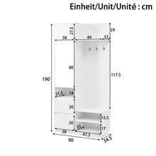 Compact Wardrobe With Mirror And Bench - Entryway Furniture Set - White - View 3
