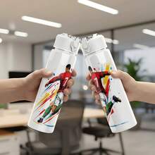 FIFA 1pc Vibrant Soccer Themed 750ml Water Bottle, Made Of Durable And Lightweight Material, Cute Design, Leak-Proof And Reusable, Perfect For Travel And Running - Great Gift For Graduation, Summer, Mother's Day And Camping - Multicolor - View 3