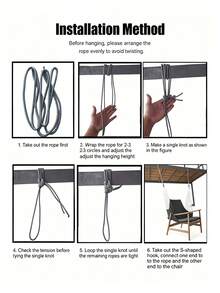 1pc Portable Outdoor Hanging Chair, Wear-Resistant Breathable Canvas Material Leisure Rocking Chair (Includes Installation Rope), Colorful Striped Bohemian Style, Hanging Round Seat With Wide Backrest Design, Comfortable Body Wrapping And Space-Saving, Home Outdoor Swing Chair, Suitable For Garden, Yard, Balcony, Picnic, Birthday Party, Summer Activities - Multicolor - View 7