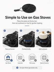 Premium Black Iron Heat Diffuser Plate With Quick Heating Solid Heat Conduction Plate For Home Cooks Anti Slip Flame Reducer Ideal For Soup Simmer Ring Gas Stove Glass Cooktop Converter For Coffee Milk Kitchen Essentials Kitchen Accesssories - Multicolor - View 10