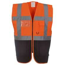 Yoko Unisex Adult Executive Hi-Vis Waistcoat - Orange/Black - View 2