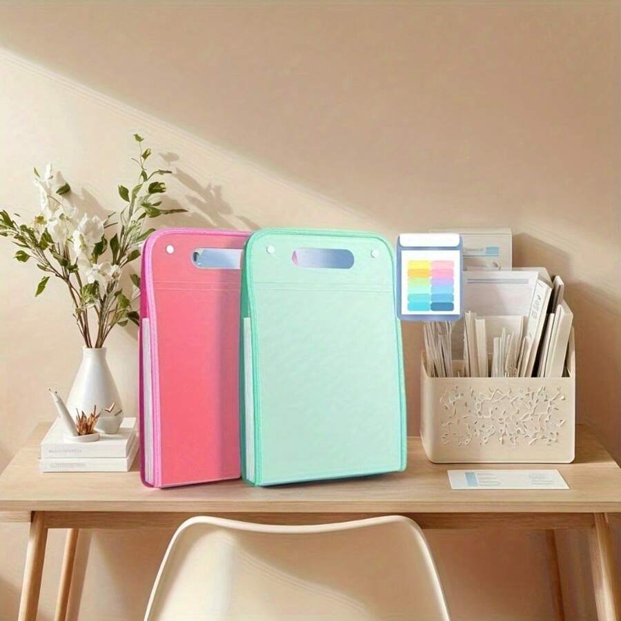13-Pocket Accordion-Style Folder – A4 Document Organizer, Suitable For Schools, Offices, And Universities | Multi-Pocket Expanding File Organizer For Storing Test Papers, Exam Sheets, Receipts, And Bills – Random Color,School,Back To School,Gifts. - Multicolor - View 1