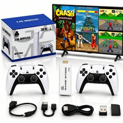 Video Game Retrô M15 PRO Stick 4K 64GB Jogos Clássicos Sem Fio