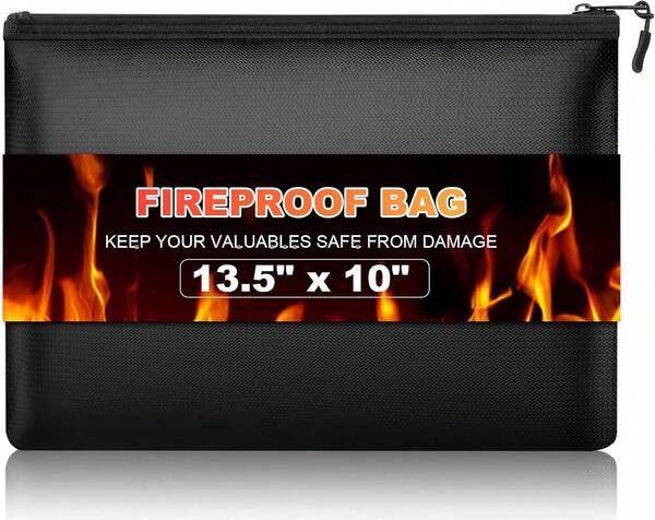 Nliyeisu Fireproof Money Bag, 135 X 10 Inch, Fire Proof Bag For Documents, Waterproof Travel Document Holder &Amp; Organizer For Cash, Passport