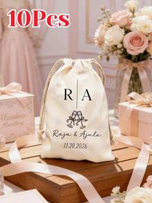 1-10 piezas Bolsas con cordón personalizadas, Bolsas con cordón personalizadas para bodas, Bolsas de almacenamiento de regalos personalizadas, Bolsas de almacenamiento personalizadas para fiestas de cumpleaños, Se ajustan a cualquier teléfono, Bolsas de almacenamiento personalizadas reutilizables, Regalos de aniversario, Día de San Valentín, Cumpleaños, Regalos de boda - Multicolor - Ver 15