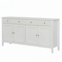 Stylish White Dining Sideboard With 2 Drawers And 4 Doors - Elegant Buffet For Kitchen, Living Room - 白色 - 查看 8