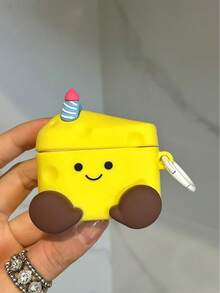 1PC Silicone 3D Birthday Cheese Expression 4/3 Earphone Protective Case Cover 2 Pro 2nd/3rd Generation New Model Compatible With Apple Wireless Bluetooth Soft Shell Girly Cute Funny Cartoon (Earphones Not Included) - Yellow - View 3