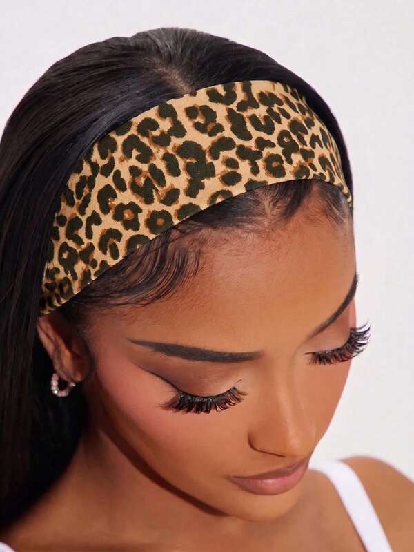 1pc Leopard Print Women's Headband, Y2K Elastic Non-Slip Wide Headband, Fashion Leopard Headscarf Bohemian Style Hair Accessory, Suitable For Sports And Daily Wear, Zebra Print