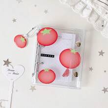 1pc Mini Photo Card Album With Fruit Bead Pendant, Transparent Polka Dot Cover, Replaceable Pages Idol Card Storage Binder, Student Star Card Collection Book, Strawberry Tomato Green Apple Pattern, Back To School,Card Holder - Photo Album - View 14