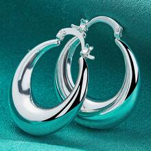 925 Silver Plated Smooth Earrings For Women Exquisite Luxury Charms Wedding Fashion Classic Jewelry - Silver - View 1