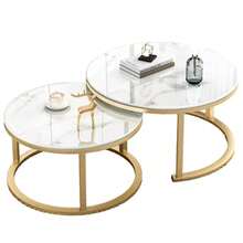 2pcs Coffee Table Set, Round Nesting Coffee Table Set, Side Tables For Living Room, Bedroom, Balcony - White - View 1
