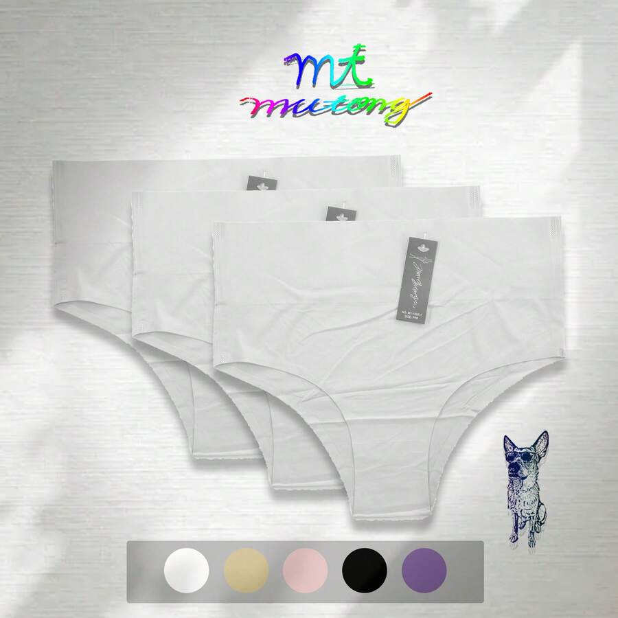 KIT 2 Calcinhas Sem Costura Corte a Laser Básica Tangão Conforto Lingerie 7 cm - Branco - Visão 1