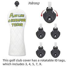 1PC Play Like A Champion Today Printed Golf Head Covers Set For Driver Fairway Hybrid, Durable PU Material, Universal Accessory For Men & Women - Multicolor - View 5