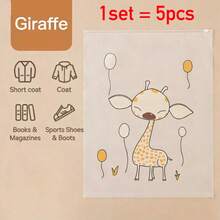 Set di 5 sacchetti di stoccaggio in PE trasparente ispessito con cerniera, antipolvere e anti-umidità - 4 motivi animali carini (topo, anatra, giraffa, pecora), riutilizzabili, impermeabili e sigillati, leggeri e durevoli, adatti per abbigliamento, scarpe, articoli da toeletta, elettronica, stoccaggio domestico, borse da viaggio, viaggi di lavoro, campeggio, traslochi, essenziali per il dormitorio, decorazione della camera da letto, ritorno a scuola - Multicolore - Visualizzare 10