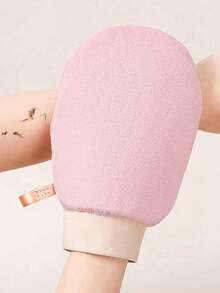 1/2pcs Gentle Exfoliating Dual Layer Bath Mittens Home Bathroom Decor Fall Decor Back To School - Pink - View 7