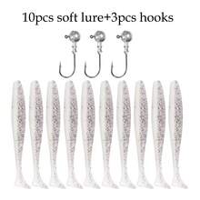 10pcs Soft Lures 7cm T-Tail Worms, 3pcs Lure Hooks 3g 5g 10g Metal Lures, Carp Fishing Lure Tackle Set - T-tail - View 12
