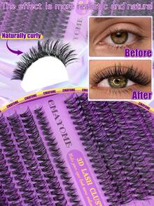 640pcs Eyelash Extension Kit, DIY Segmented Lashes With Tools, Large Capacity Soft False Eyelash Bundle Set, Suitable For Beginners, DIY Home Use, Fluffy And Thick, Easy To Use, Portable And Reusable, Create Natural And Charming Eyes - 彩色 - 查看 9