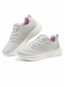 Skechers Women's Hollow Out Breathable Mesh Splicing Lightweight Cushioned Walking Shoes Sports Casual Shoes - Light Grey - View 1