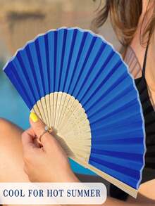 3-60pcs Elegant Fan Set, Includes Thank You Card, Tag And Gift Bag, Bride Bamboo Handheld Folding Fan, Suitable For Bridesmaid Gift And Wedding Decoration, Party Event, Perfect Summer Accessory, 1pc - Royal Blue - View 2