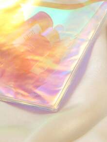 1pc Minimalist PVC Transparent Laser Makeup Bag Waterproof Portable Large Capacity Cosmetic Bag With Zipper Multifunctional Travel Toiletry Bags - Multicolor - View 5