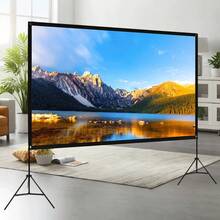 100 Inch 16:9 Projector Screen 160° Wide Viewing Angle With 2 Support Tripods, Portable Projection Display For Camping Business Meeting Wedding Events - View 7