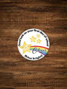 1pc Customized Personalized Round Badge With Rainbow Star Pattern, Can Print Custom Name, Suitable For First Day Of School, Brooch For School Return, Photo Prop, Back To School Outfit Accessory, Classroom Reward Decoration, Backpack, Jacket, Bag Decorative Badge, Birthday Gift, School Supplies, Back To School Gift - Multicolor - View 9
