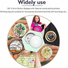 1套55mm (2.16英吋) DIY徽章製作機，徽章壓製機套裝，包含48件徽章配件、圖片、圓形裁切器與裁切工具，多功能創意壓製機徽章沖壓套組，圓形徽章製作機，適合手工DIY項目 - A - 查看 8