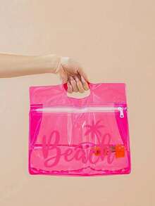 PVC Makeup Bag And Cosmetic Case, Beach Theme Printed Makeup Bag, Large Capacity Transparent Waterproof Makeup Bag, Suitable For Beach Or Pool Travel Wet And Dry Storage, Nylon Zipper Makeup Bag, Lightweight, Can Store Sunscreen, Snacks, Bikini And Beach Essentials. Suitable For Spring And Summer Storage, Durable, Can Store Swimwear, Towels And Travel Essentials, Store Shampoo, Lotion, Cosmetics. Back To School Essential - Multicolor - View 9