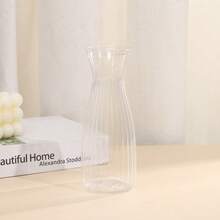 Plastic Striped Transparent Vase, Floral Arrangement Craft, Suitable For Various Bouquet Decorations, Holidays And Home Decor, Perfect For Tabletop Decoration, Wedding, Home, Christmas Dinner Party - Transparent - View 9