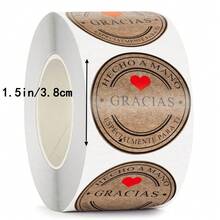 TYFYO 500pcs/Roll Gracias Sticker Spanish Thank You Hecho A Mano Con Amor DIY Multifunction Paper Label Adhesive Gift Seal Sticker School Supplies - Bronze - View 9
