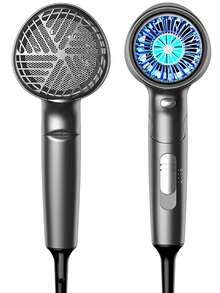 Ionic Hair Dryer Professional Cold Air Mode Anti-Frizz 2 Speed 3 Temperature Settings With Diffuser And Concentrator Nozzle Styling Comb Portable Travel Hair Dryer Unisex Gray - Grey - View 4