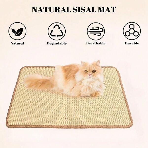 1 pieza Tablero rascador de gato de sisal resistente - Diseño de sofá elegante y ordenado, combina funciones de ejercicio y relajación - Regalo perfecto para gatos, favorito de los gatos, también sirve como sofá extra en el hogar (Navidad, Halloween, decoración del hogar de otoño)