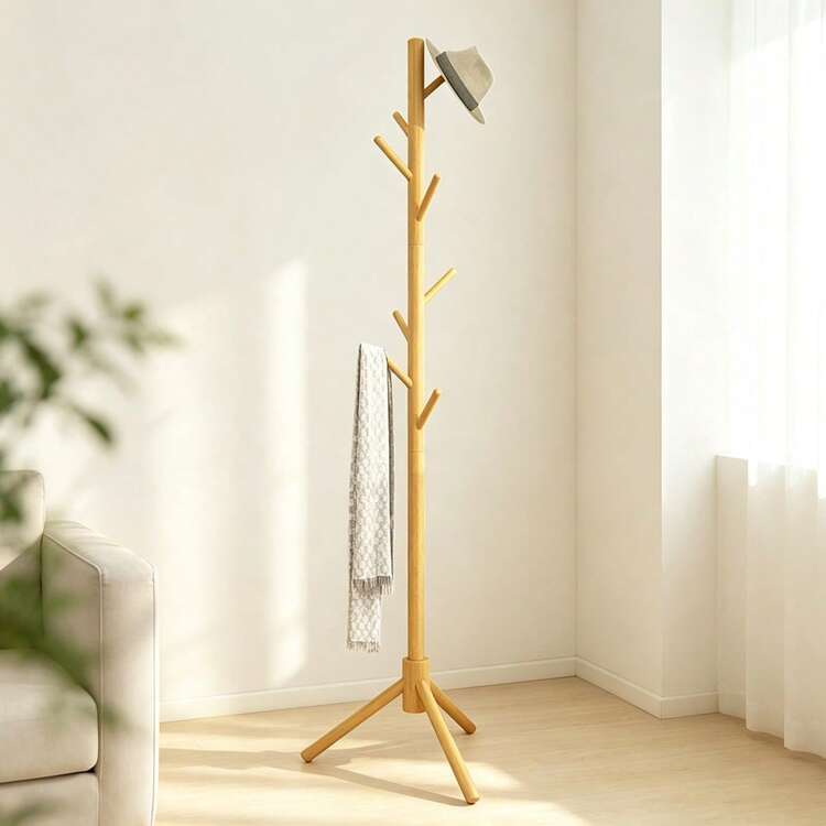 Wooden Coat Rack, Suitable For Home Use, Can Be Given As A Gift To Family - Coffee Brown - View 12