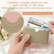 RFID Shielding "My Number Card" Card Holder - Privacy Protection Design (Only Name Exposed), Magnetic Shielding Function, Holds 2 Cards (Compatible With Credit Cards, Driver's Licenses And Health Insurance Cards). Leather Material, Dual-Color Design, Unisex - Multicolor - View 5