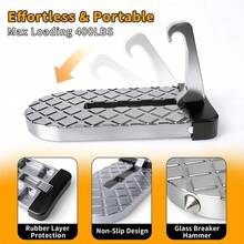 Foldable Car Door Step With Safety Hammer, Made Of Durable Aluminum Alloy Material And Anti-Slip Design, Suitable For Most Vehicles - Multicolor - View 6