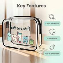 Dental Supplies Letter Print PVC Makeup Bag, Zipper Sealed PVC Travel Storage Bag, Cosmetic And Toiletry Bag, Suitable For Adults, Portable Makeup Box, Ideal Gift For Mothers, Teachers, Nurses, Suitable For Office, School, Travel,Bedroom Room Decor,Back To School - Multicolor 02 - View 4