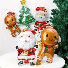 15pcs 16.1 Inch Mini Christmas Old Man Christmas Tree Shaped Aluminum Foil Balloons, Suitable For Christmas Decoration Balloons - View 3