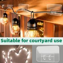 Storage Rack Hook & Cable Clip Accessories, No-Drill Transparent Wall-Mount Bracket, Waterproof Dual-Hook Integrated Bracket, Compatible With Most Kitchen & Bathroom Storage Racks And LED Light Strip Cable Clips, Strong Adhesive Without Damaging Walls, Moisture-Resistant & Water-Resistant For Kitchen & Bathroom, Easy Installation Without Drilling, Compact & Transparent Design, Can Store Items & Fix Light Strip Cables, Stable Load-Bearing & Not Easily Detached, Practical Home Kitchen & Bathroom Storage & Cable Management Accessory - View 4