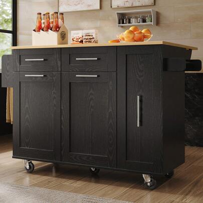 Modern Kitchen Island With Storage And Extendable Table